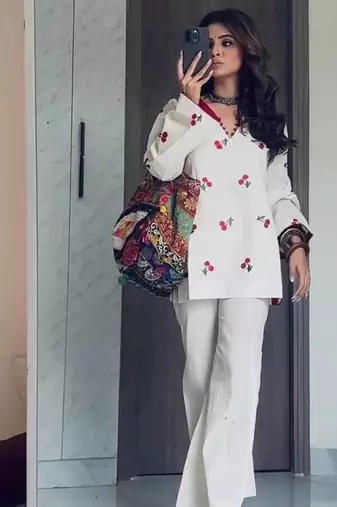 White Color  Embroidery work Cotton Salwar Suit