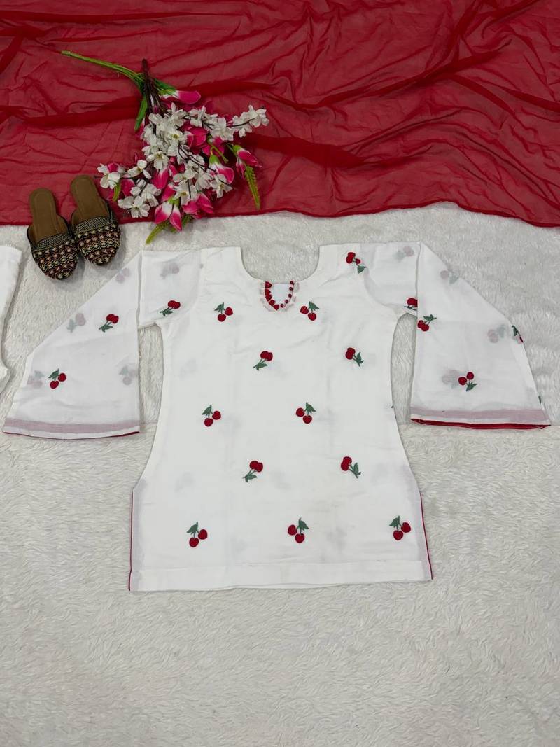White Color  Embroidery work Cotton Salwar Suit