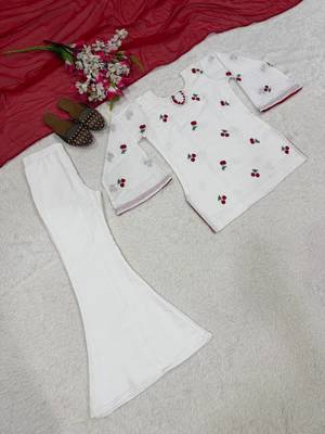 White Color  Embroidery work Cotton Salwar Suit 5