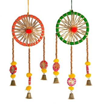 multicolor catchers indian decoration mehndi decor hangings (pack of 2) 1