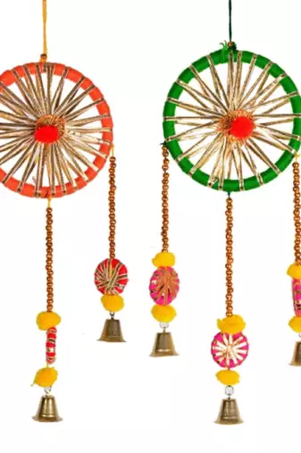 multicolor catchers indian decoration mehndi decor hangings (pack of 2)