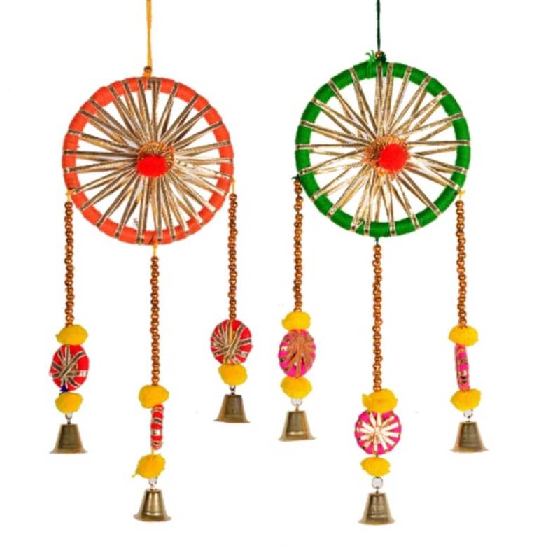 multicolor catchers indian decoration mehndi decor hangings (pack of 2)