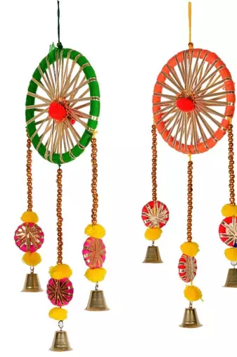 multicolor catchers indian decoration mehndi decor hangings (pack of 2)