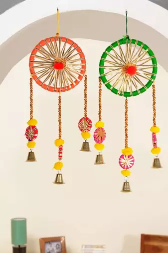 multicolor catchers indian decoration mehndi decor hangings (pack of 2)