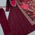 maroon color  beautiful thread embroidery sequins with codding work silk blend gown set