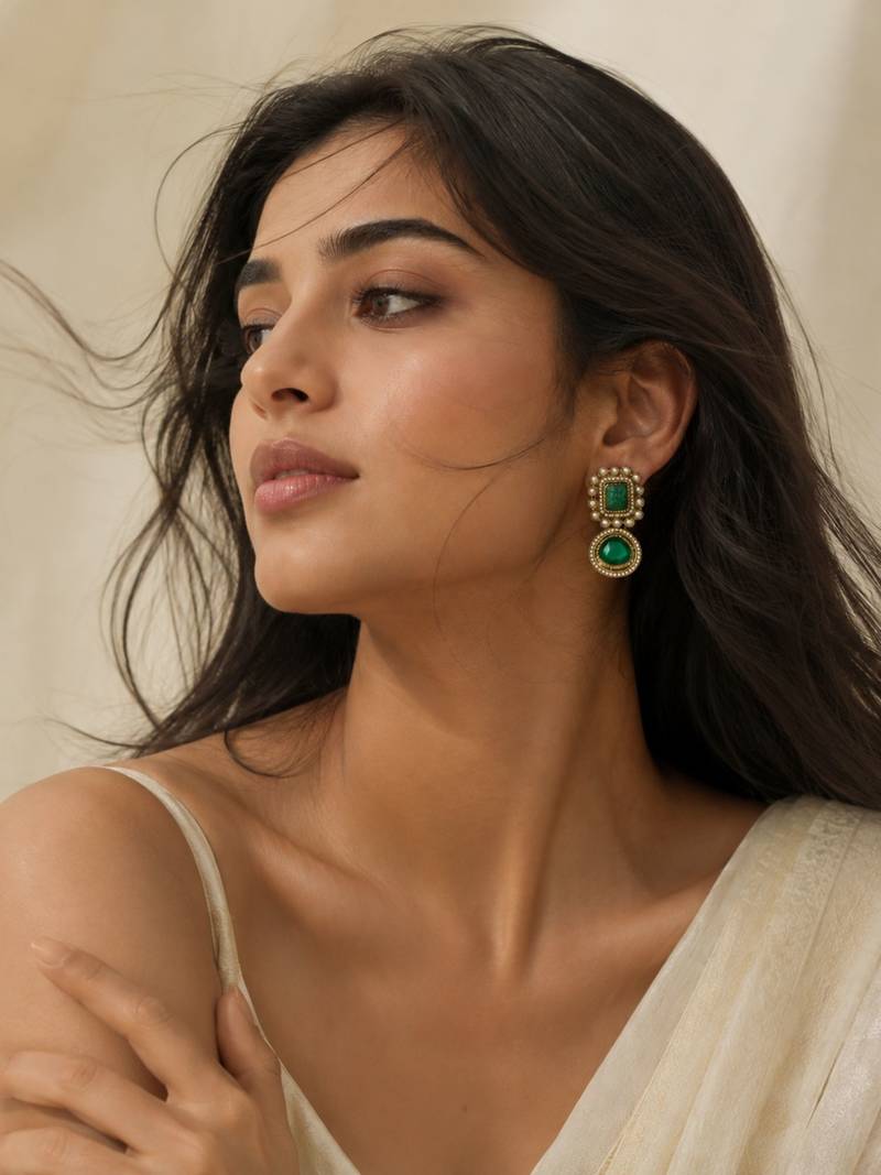 Vintage glow oxidized gold pearl drop earrings