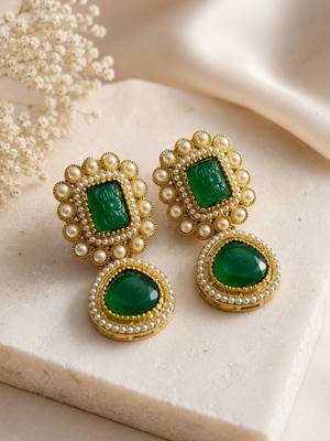 Vintage glow oxidized gold pearl drop earrings 4