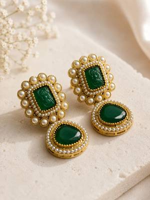 Vintage glow oxidized gold pearl drop earrings 5