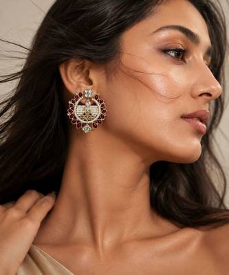 Pearl earrings with oxidized gold plating 2