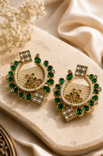 Oxidized gold plated pearl earrings