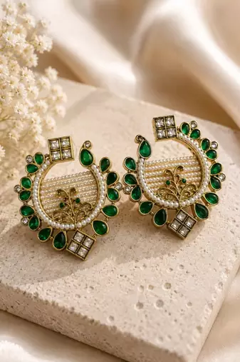 Oxidized gold plated pearl earrings