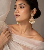 Serene glow oxidized gold pearl earrings