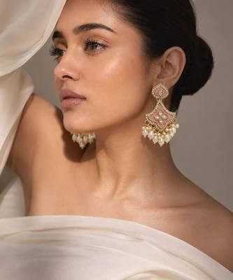 Serene glow oxidized gold pearl earrings 2