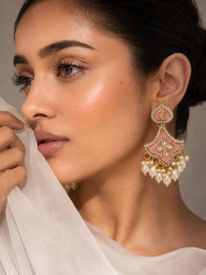 Serene glow oxidized gold pearl earrings 3