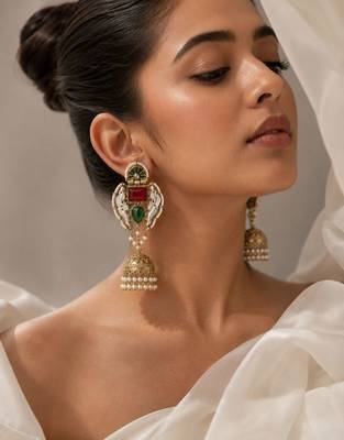 Vintage glow oxidized gold pearl drop earrings 2