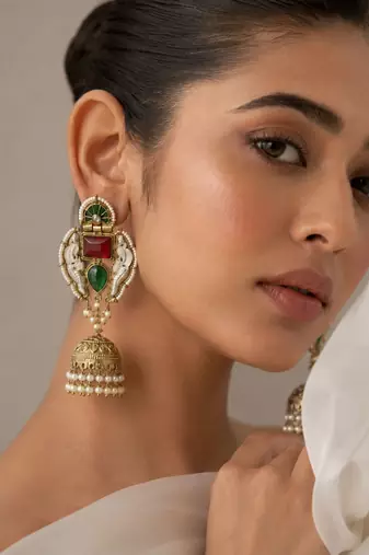 Vintage glow oxidized gold pearl drop earrings