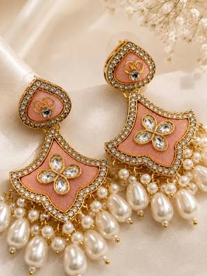 Serene glow oxidized gold pearl earrings 5