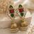 Vintage glow oxidized gold pearl drop earrings