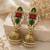 Vintage glow oxidized gold pearl drop earrings