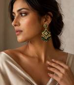 Classic contours oxidized gold pearl earrings