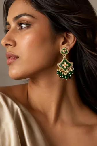 Classic contours oxidized gold pearl earrings