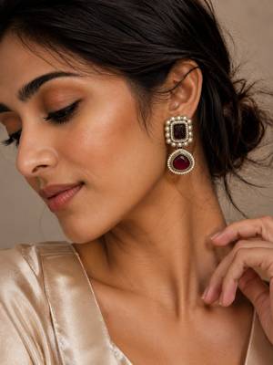 Vintage glow oxidized gold pearl drop earrings 2