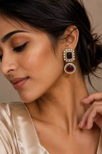 Vintage glow oxidized gold pearl drop earrings