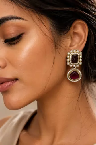 Vintage glow oxidized gold pearl drop earrings
