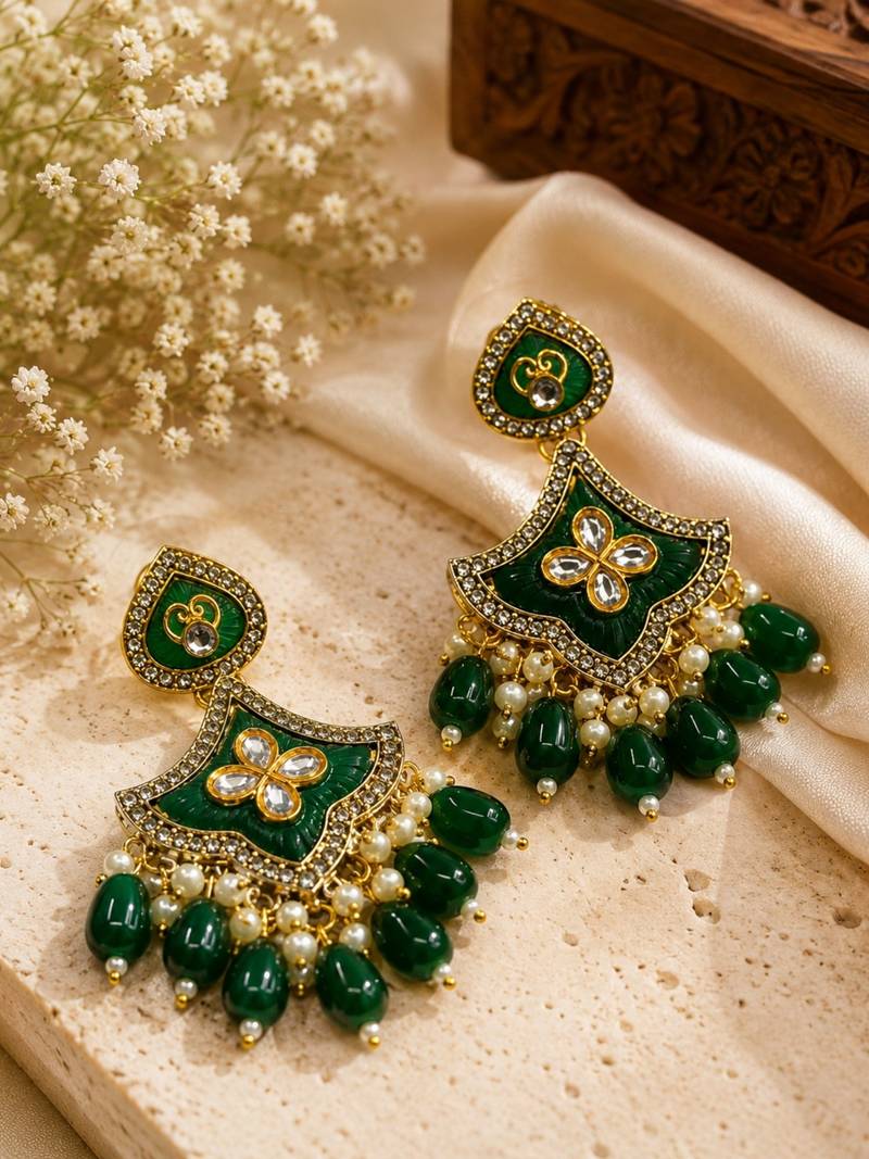 Classic contours oxidized gold pearl earrings