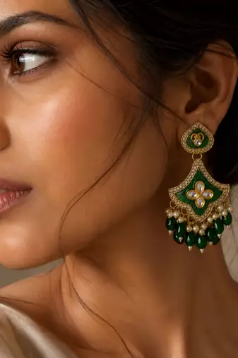 Classic contours oxidized gold pearl earrings