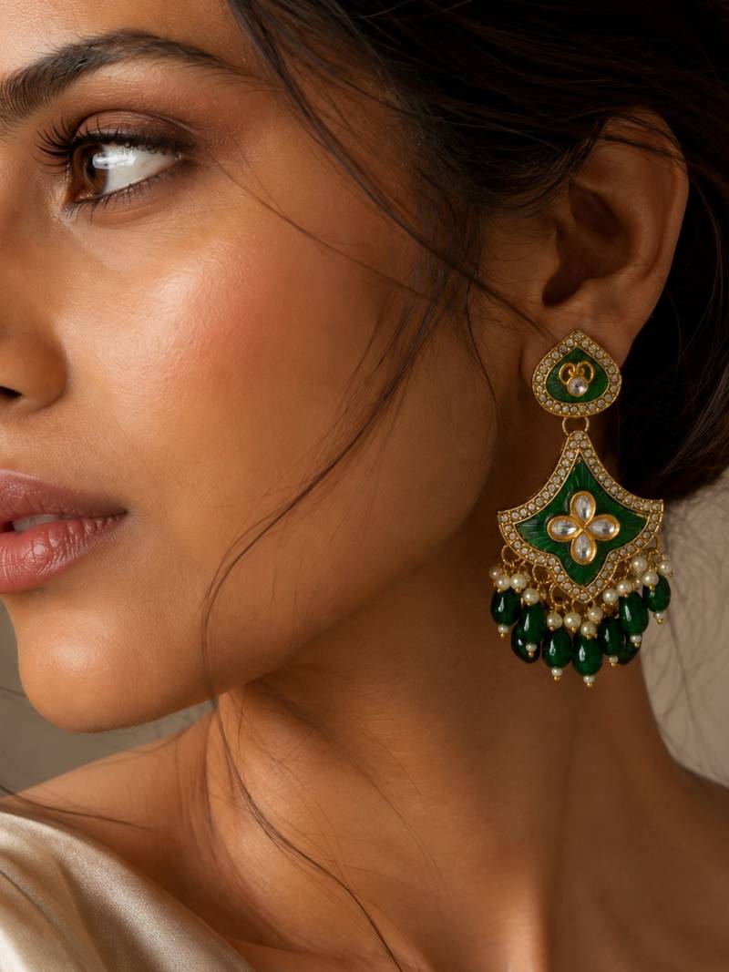 Classic contours oxidized gold pearl earrings