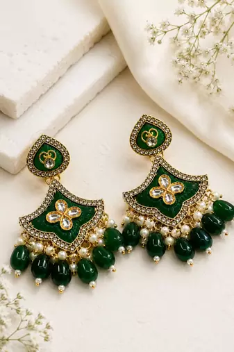 Classic contours oxidized gold pearl earrings