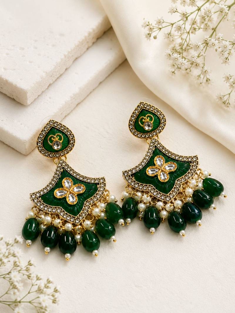 Classic contours oxidized gold pearl earrings