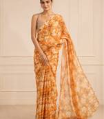 heavy chinon silk blend mirror work saree
