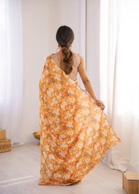heavy chinon silk blend mirror work saree 3