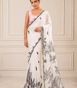 heavy chinon silk blend mirror work saree