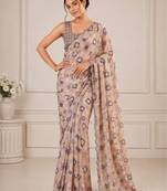 heavy chinon silk blend mirror work saree