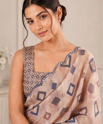 heavy chinon silk blend mirror work saree 2