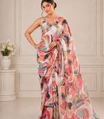 heavy chinon silk blend mirror work saree