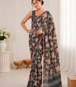 heavy chinon silk blend mirror work saree