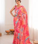 heavy chinon silk blend mirror work saree