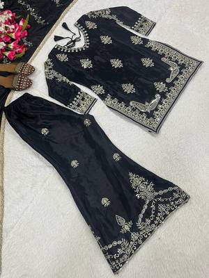 Black Color Sequence And Embroidery Work Silk Blend Salwar Suit 4