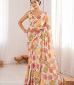 heavy chinon silk blend mirror work saree