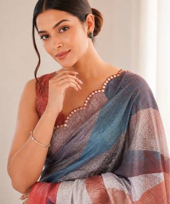 heavy chinon silk blend mirror work saree 2