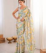 heavy chinon silk blend mirror work saree