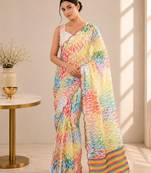 heavy chinon silk blend mirror work saree