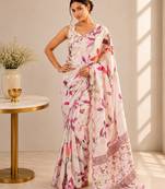 heavy chinon silk blend mirror work saree