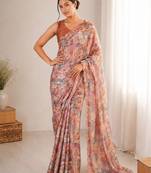 heavy chinon silk blend mirror work saree