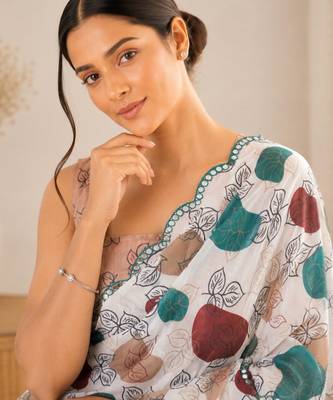 heavy chinon silk blend mirror work saree 2