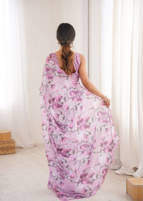 heavy chinon silk blend mirror work saree 3